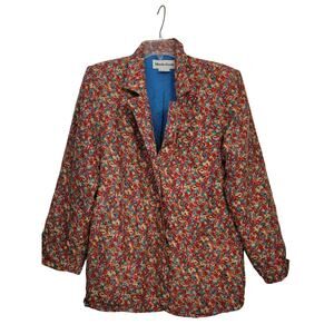 Mario Forte Floral Silk Jacket Size 6 Made in Hong Kong Vintage